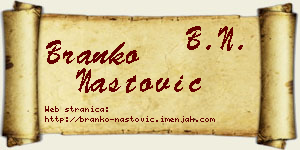 Branko Nastović vizit kartica